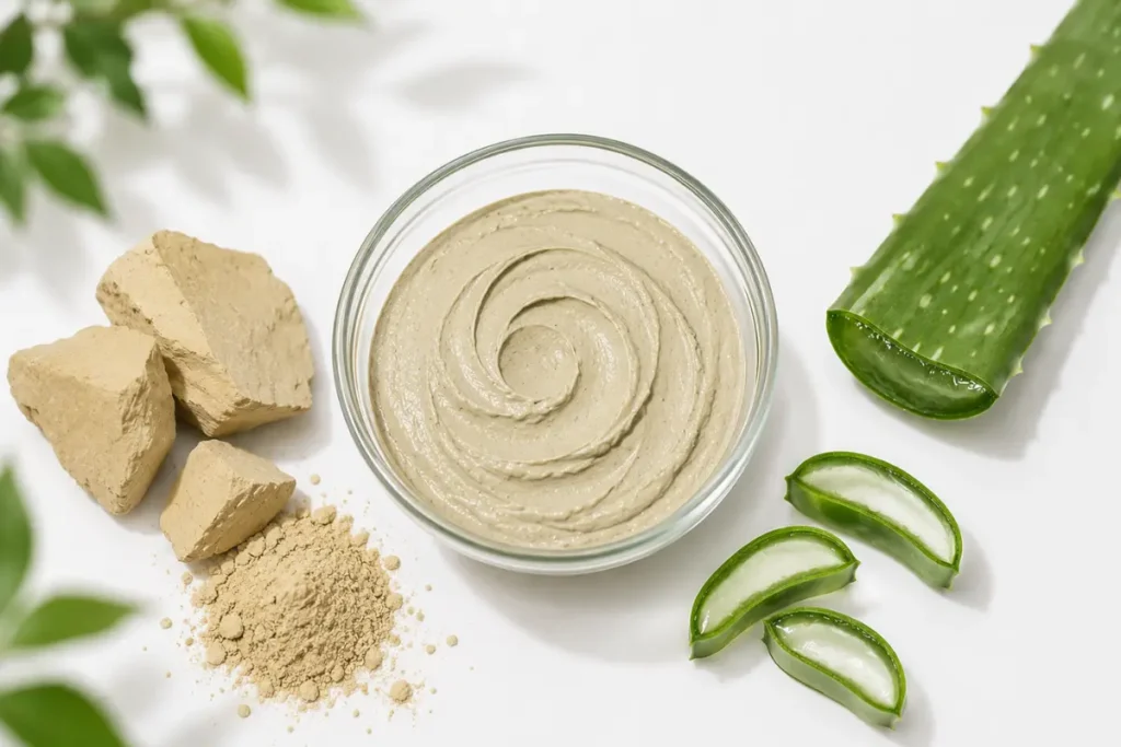 Multani mitti and aloe vera face pack for acne and sensitive skin
